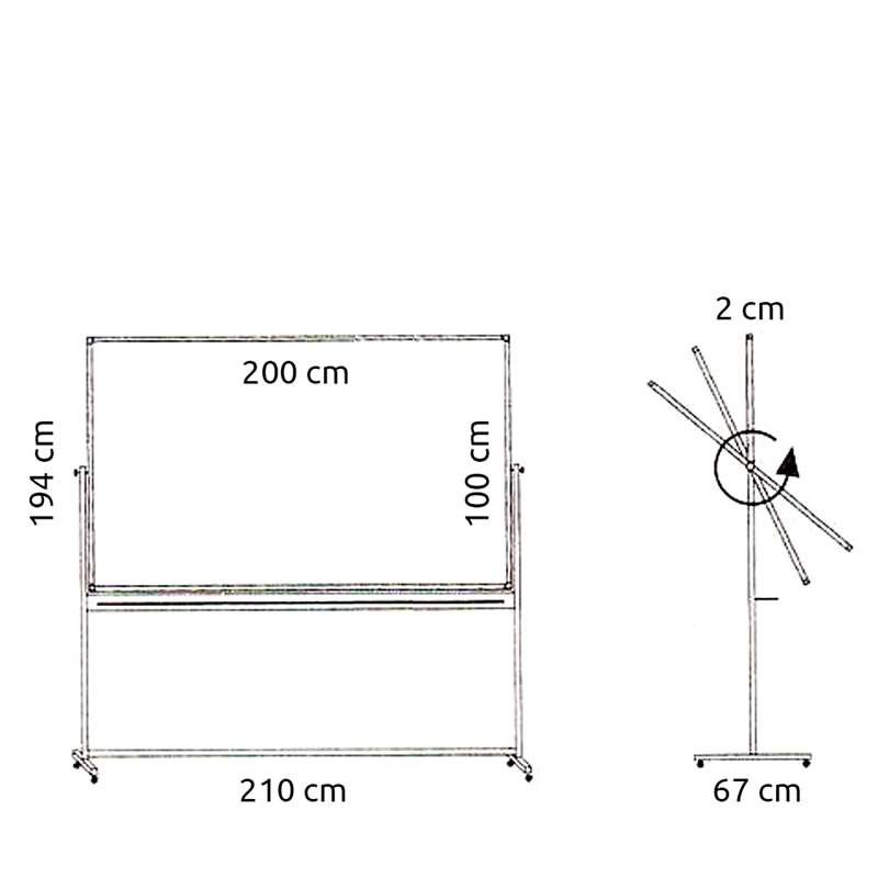 Svängtavla, whiteboardtavla för intensivt bruk på mobilt stativ - 8 storlekar - 100x200 cm #5
