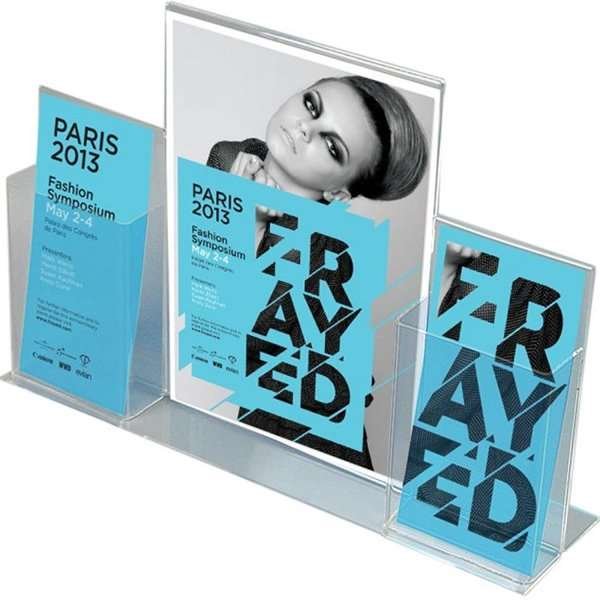 T - Menykorth&aring;llare med h&aring;llare f&ouml;r m65 broschyrer vertikal - A4 - 21x29,7 cm