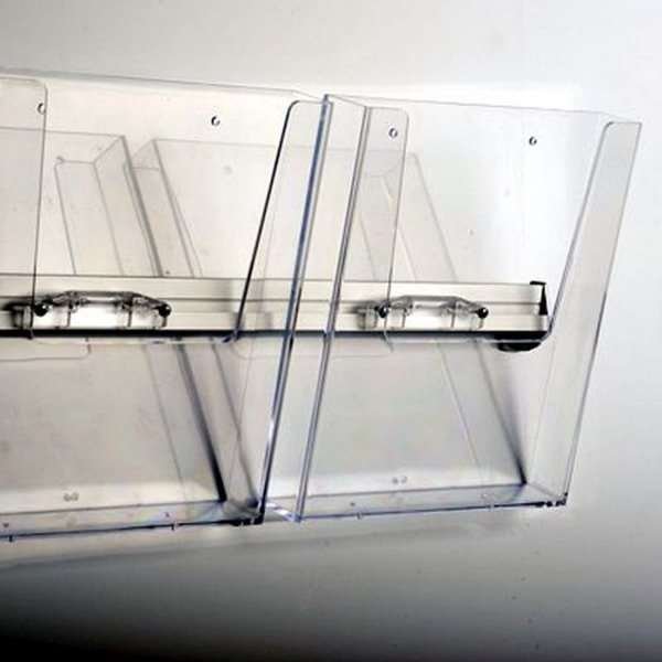 Broschyrhållare för vägg, aluminiumskena med 2 st. A5 akrylhållare #6