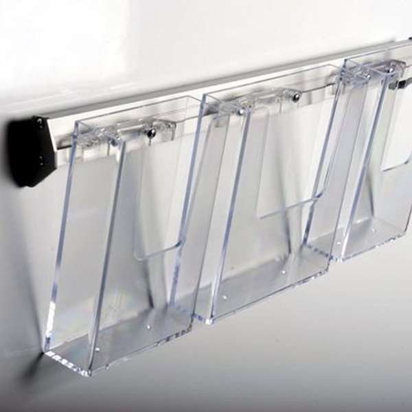 Broschyrhållare för vägg, aluminiumskena med 2 st. A5 akrylhållare #4