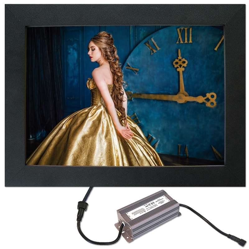 Crown LED Out box - Enkelsidig - Svart - A4