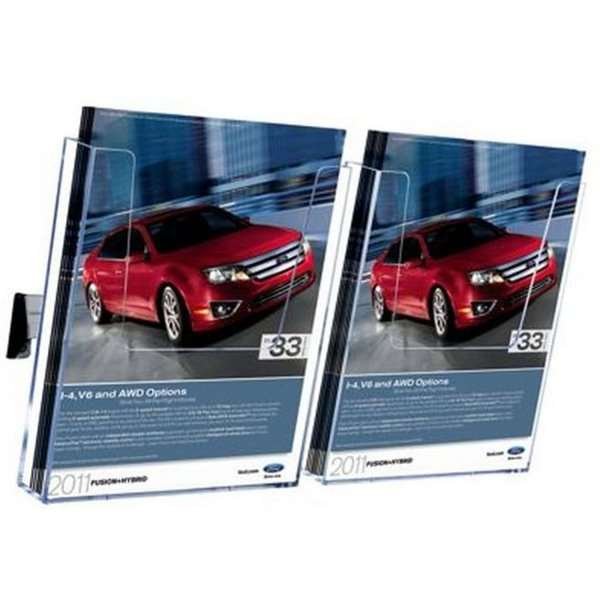 Broschyrhållare för vägg, aluminiumskena med 2 st. A4 hållare i akryl #1