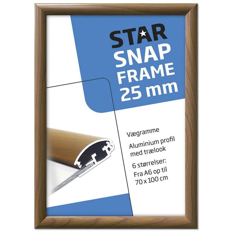 Alu Fällbar ram med trälook, 25 mm profil, 70 x 100 cm #1