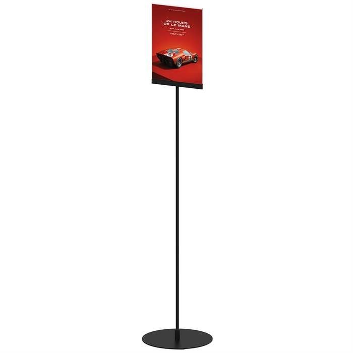 Design Stand, golvskylt med akrylhållare, vertikal A4, svart, 132cm hög #1