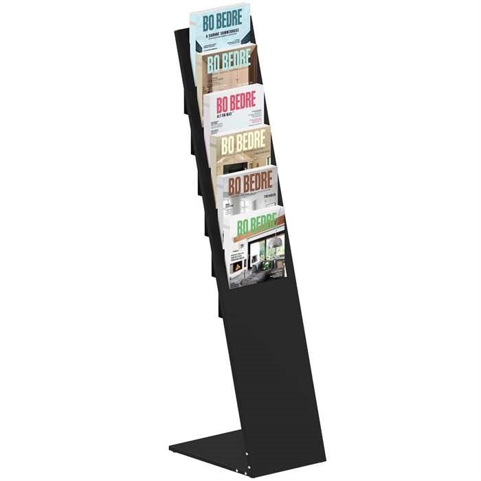 Design Stand broschyrhållare i stål A4/M65 med 6/12 fickor, svart #1
