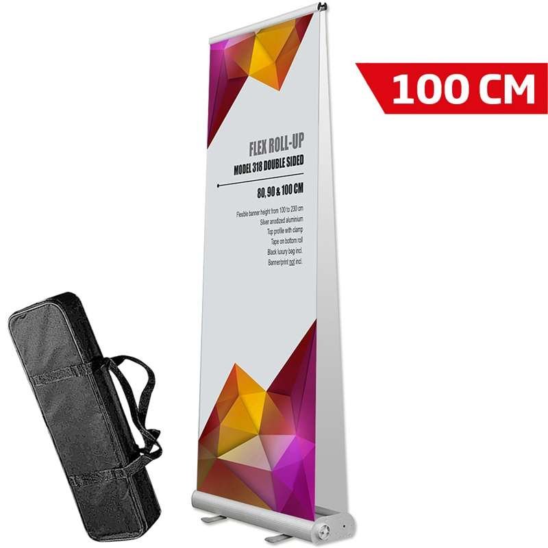 Flex Roll-up, dubbelsidig, alu/silver, 100 x 230 cm, med väska #1