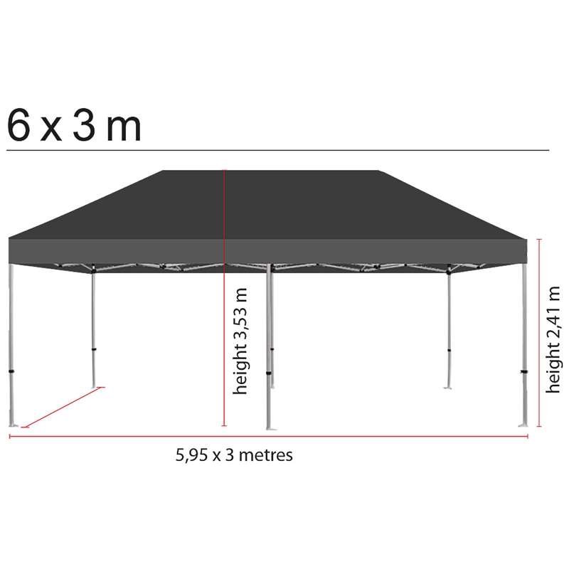 Eventtält Lux, 3 x 6 m, alu/silver med svart topp #9