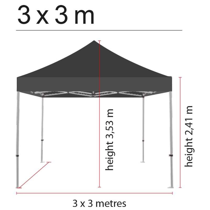 Eventtält Lux, 3 x 3 m, alu/silver med svart topp #2