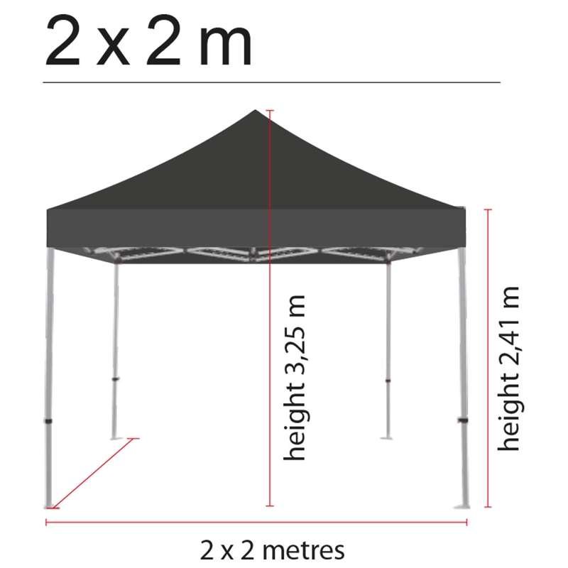Eventtält Lux, 2 x 2 m, alu/silver med svart topp #2