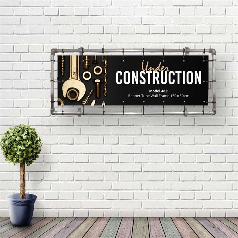 Banner Tube Wall Ram, ram med väggfäste, tillverkad av 48 mm aluminiumrör, 150 x 50 cm #8