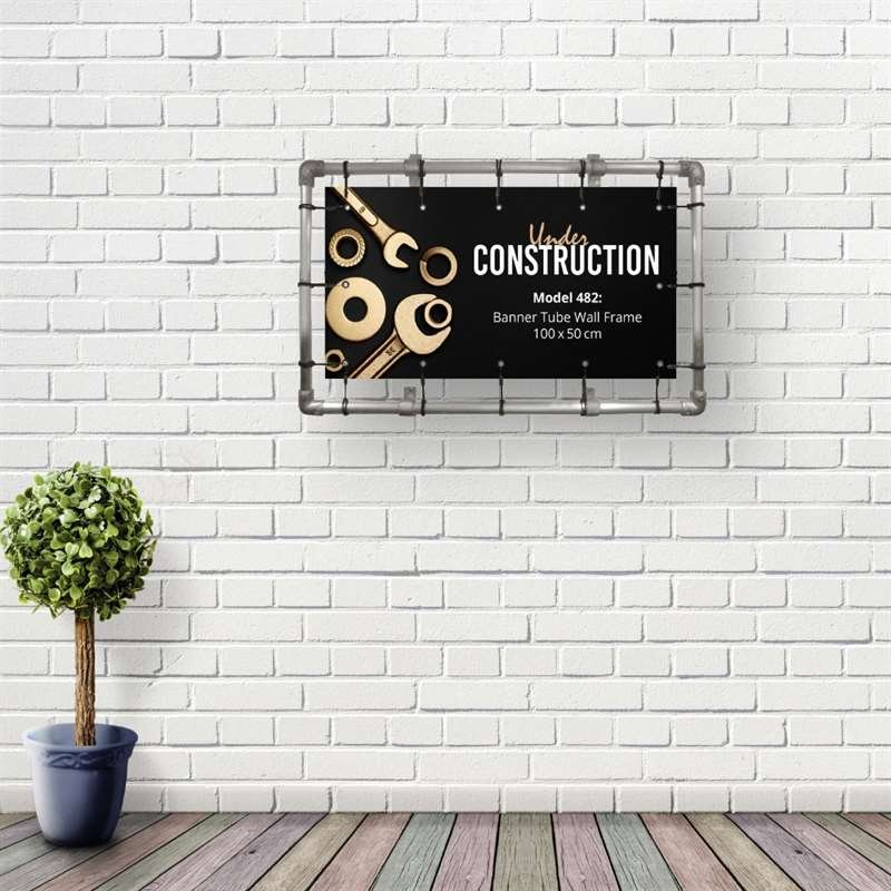 Banner Tube Wall Ram, ram med väggfäste, tillverkad av 48 mm aluminiumrör, 100 x 50 cm #8