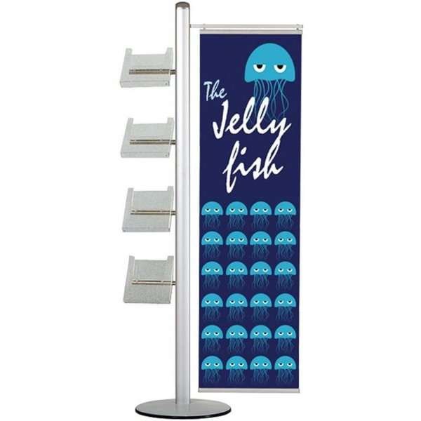 Multi Stander 19 - Enkelsidig, 1 st 40cm banner + 4xA4 hyllor #1