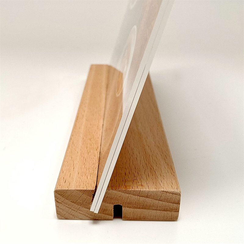 WOOD Menuholder af bøgetræ, inkl. akrylplade, A4, 2 vinkler - opretstående og skrå #7