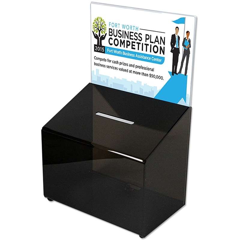 Tipsbox, svart, med A4 akrylhållare för info #1