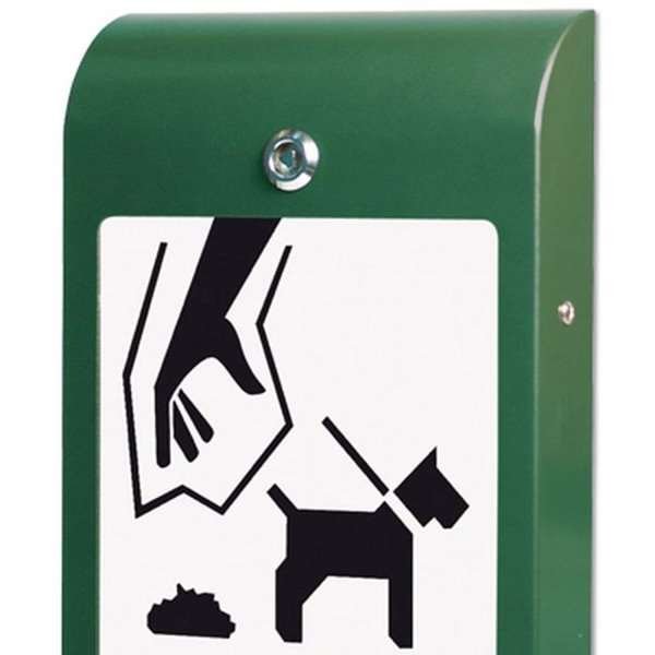 Hundväska dispenser, grön, med A4 infodisplay #2