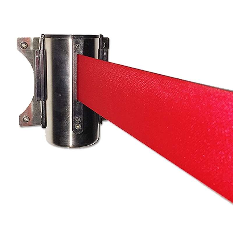 Crowd Barrier, Wall Dispenser, Stainlee Stål med 3 meter rött bälte #1