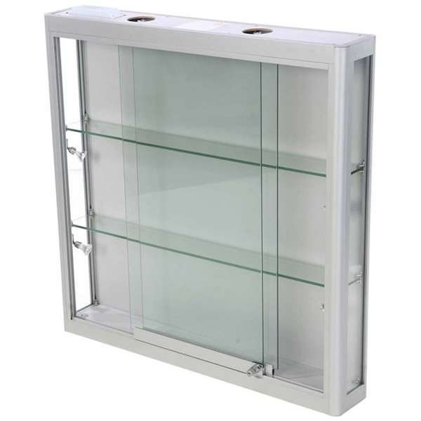 Vitrin vitrinskåp - Vitrinvägg Duo glasmonter med LED-ljus och lås - silver #7