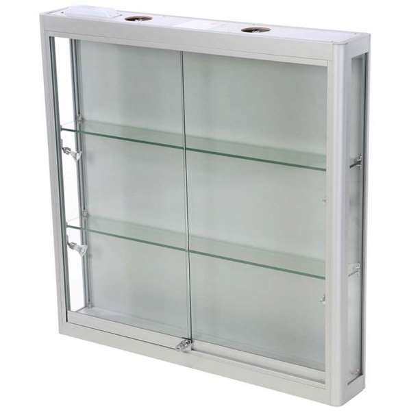 Vitrin vitrinskåp - Vitrinvägg Duo glasmonter med LED-ljus och lås - silver #1