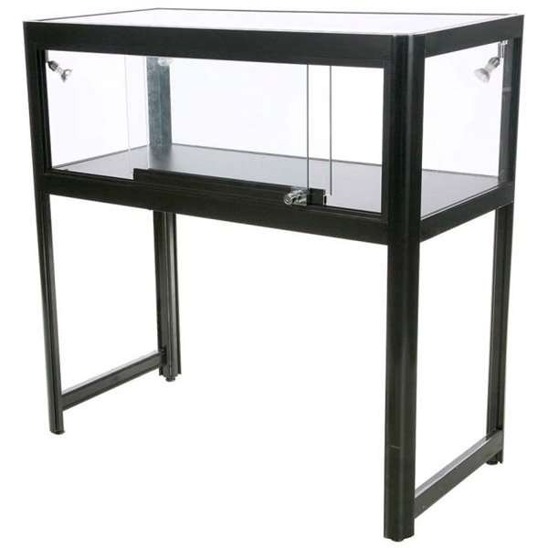 Vitrine vitrinskåp - Showcase Desk Duo glasmonter med LED-ljus och lås - svart #2
