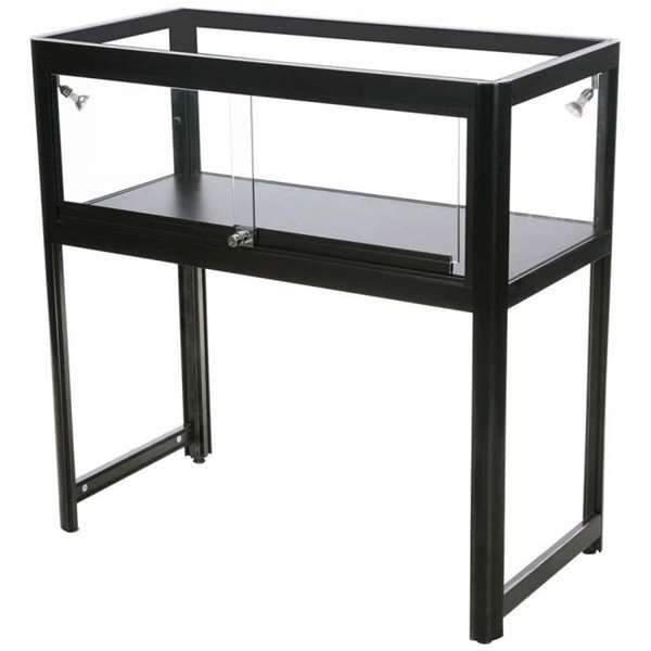 Vitrine vitrinskåp - Showcase Desk Duo glasmonter med LED-ljus och lås - svart #1