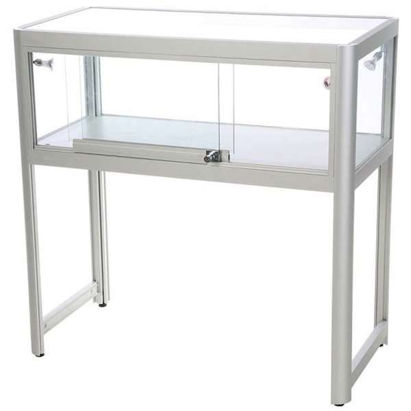 Showcase Desk Duo, alu/silver, glasmonter med LED-ljus och lås #4