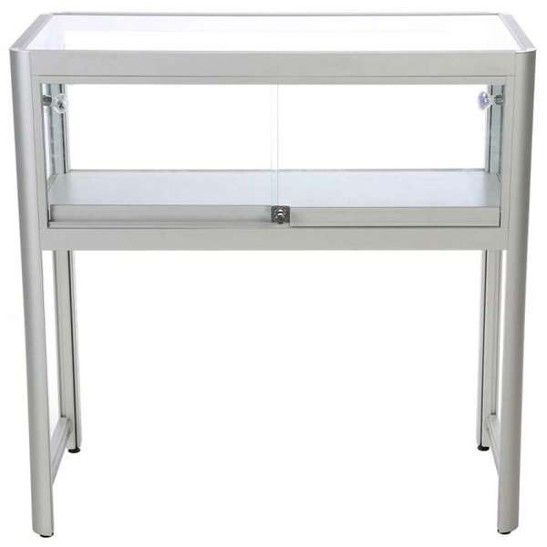 Showcase Desk Duo, alu/silver, glasmonter med LED-ljus och lås #5