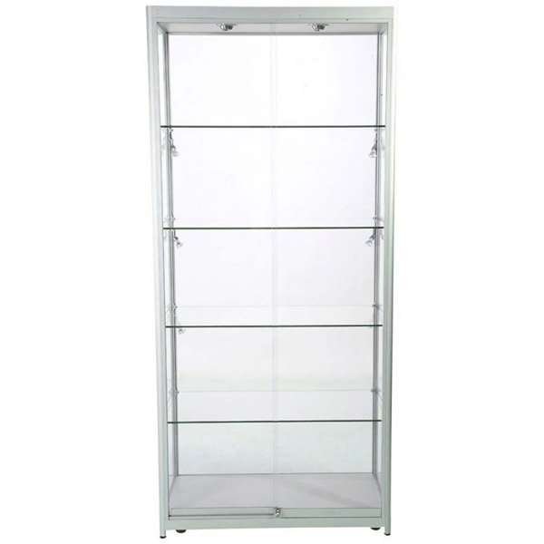 Showcase Tower Duo glasmonter med LED-ljus och lås - silver #6