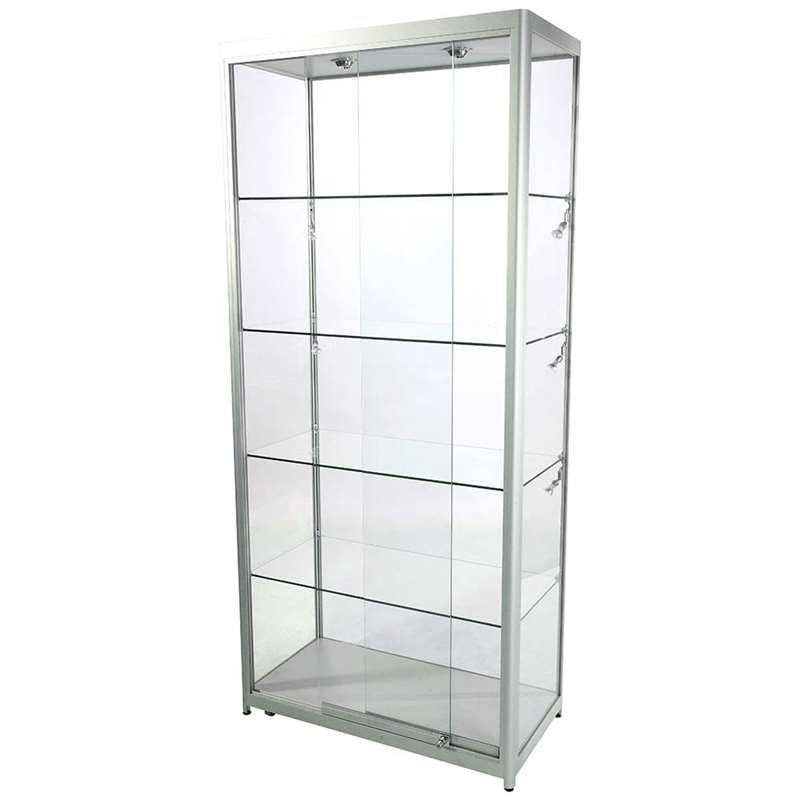 Showcase Tower Duo glasmonter med LED-ljus och lås - silver #2