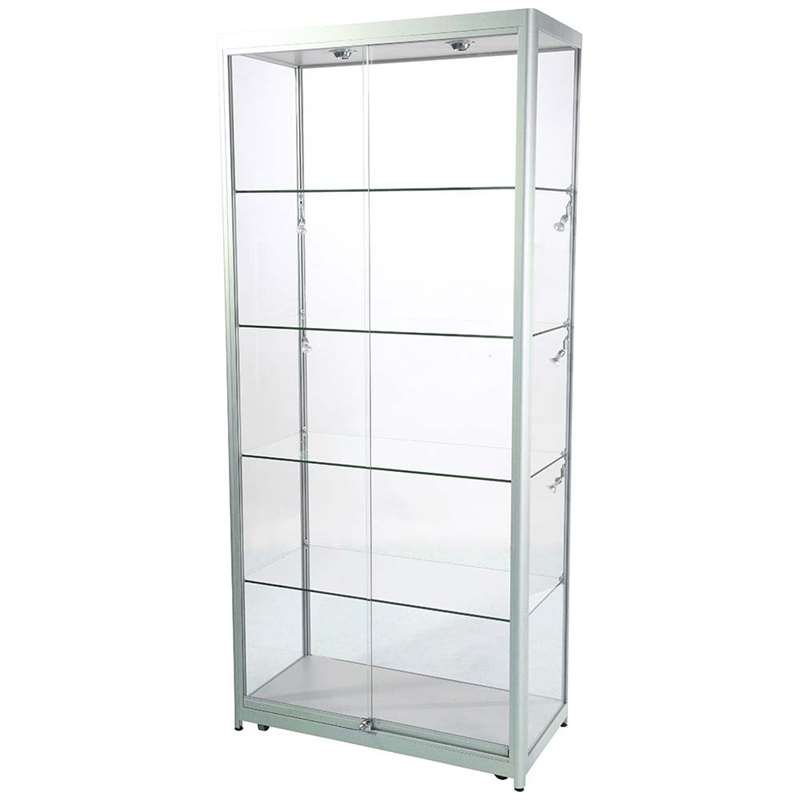 Showcase Tower Duo glasmonter med LED-ljus och lås - silver #1