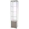 Vitrin vitrinskåp - Showcase Tower Solo glasmonter med underskåp, LED-ljus och lås - silver #1