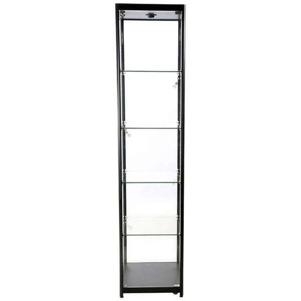 Vitrin vitrinskåp - Showcase Tower Solo glasmonter med LED-ljus och lås - svart #10
