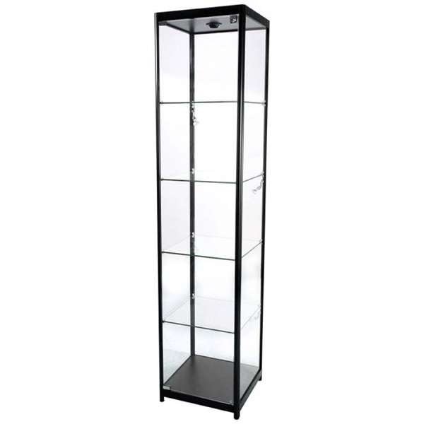 Vitrin vitrinskåp - Showcase Tower Solo glasmonter med LED-ljus och lås - svart #1