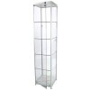 Vitrin vitrinskåp - Showcase Tower Solo glasmonter med LED-ljus och lås - silver #9
