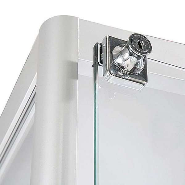 Vitrin vitrinskåp - Showcase Tower Solo glasmonter med LED-ljus och lås - silver #3