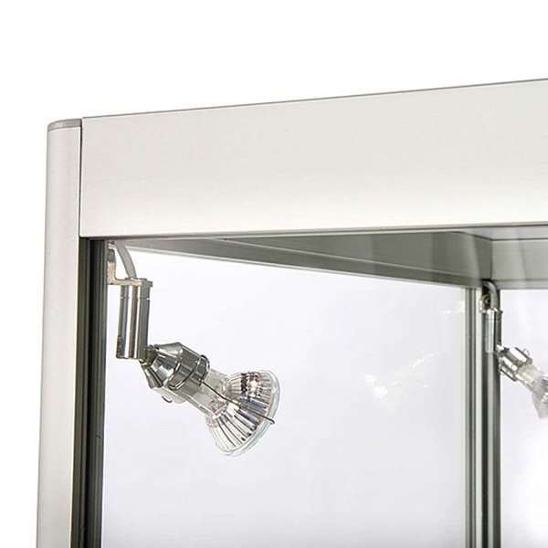 Vitrine vitrinskåp - Showcase Counter Solo glasmonter med underskåp, LED-ljus och lås - silver #6
