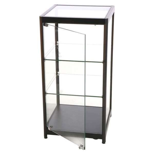 Vitrine vitrinskåp - Showcase Counter Solo glasmonter med LED-ljus och lås - svart #9
