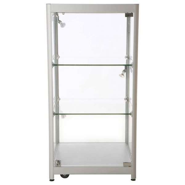 Vitrine vitrinskåp - Showcase Counter Solo glasmonter med LED-ljus och lås - silver #9