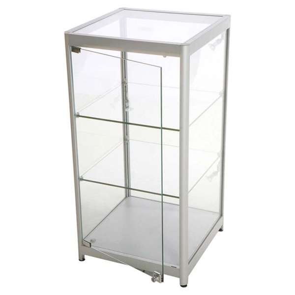 Vitrine vitrinskåp - Showcase Counter Solo glasmonter med LED-ljus och lås - silver #1
