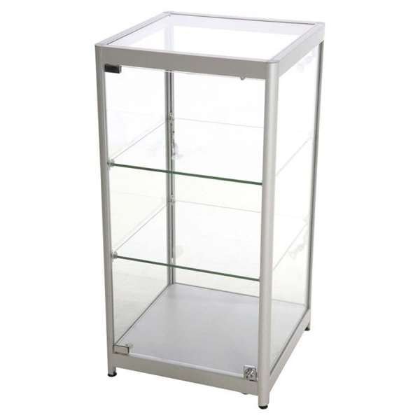 Vitrine vitrinskåp - Showcase Counter Solo glasmonter med LED-ljus och lås - silver #8