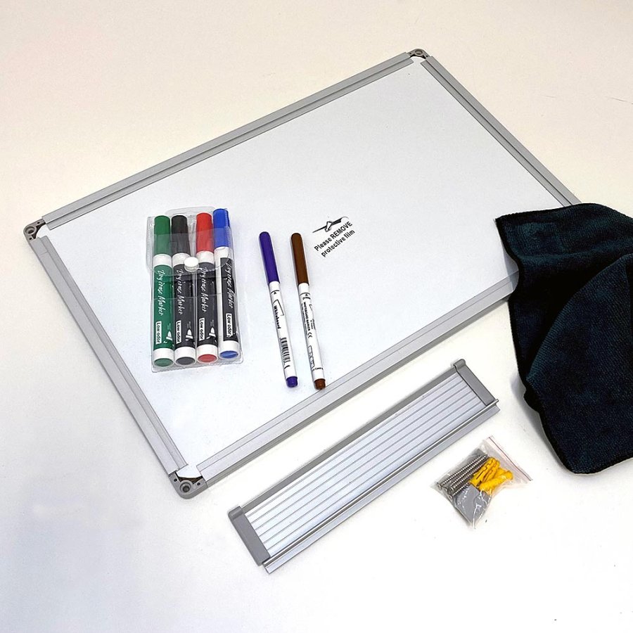 Whiteboard lackerad, 45 x 30 cm, inkl. mikrofiberduk och 6 tuschpennor #4