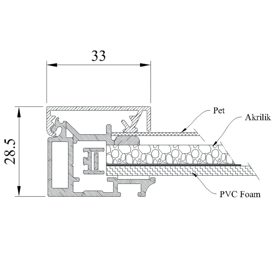 Crown LED Out box - Enkelsidig - Svart - A4