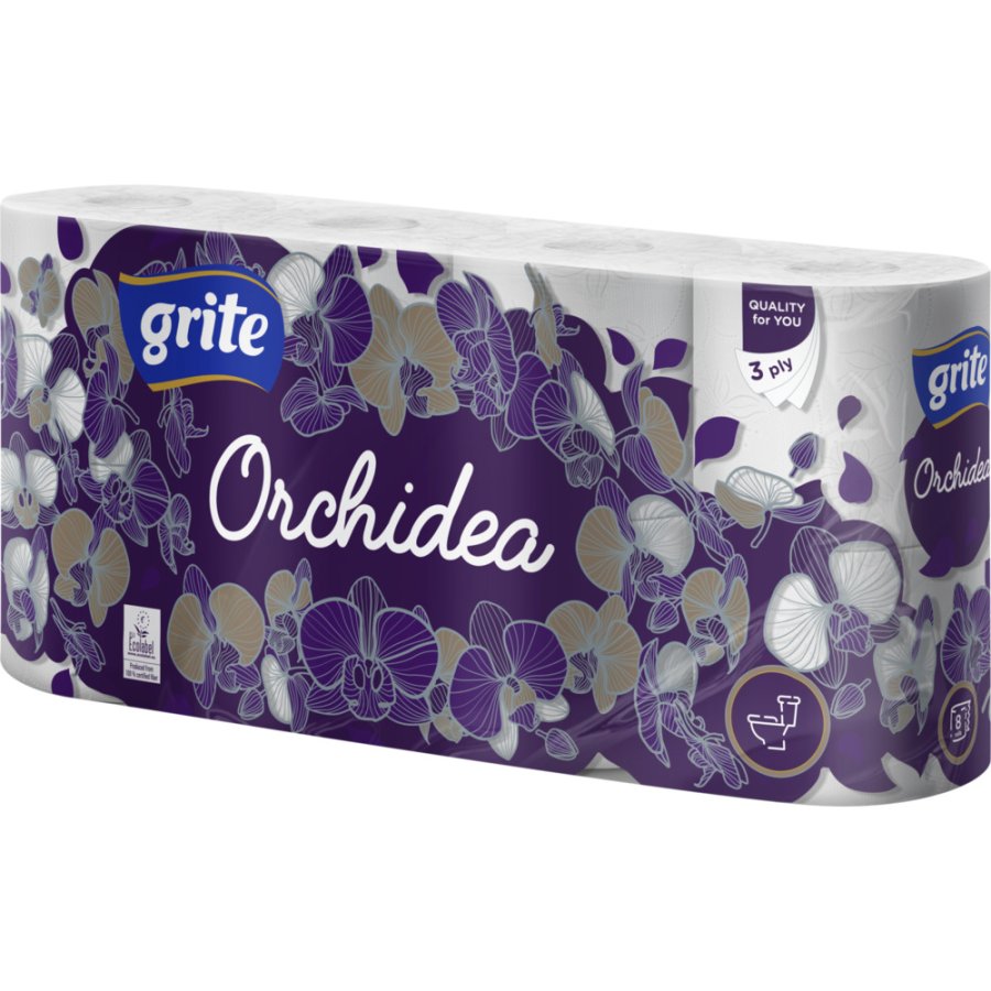 Toiletpapir, Grite Orchidea White, 3-lags, 17,4m x 9,6cm, hvid 100% nyfiber, kolli = 7 pk  8 rl. #1