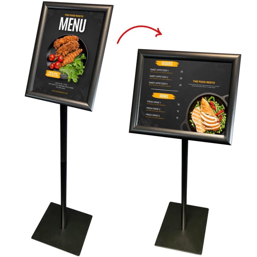 BASIC Infostand A4 - 92mm hög - A3 Klickramprofil 25mm, svart #1