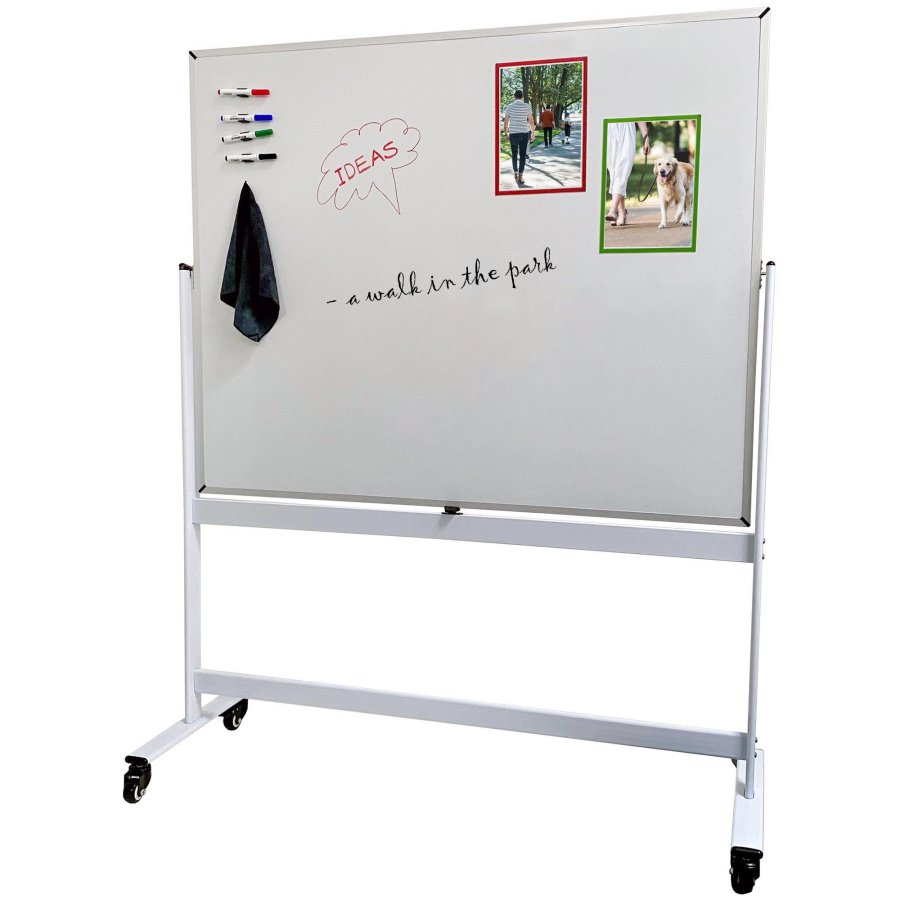 Whiteboard Pro: Emaljerad Svängbar Tavla 150x120 cm på Mobil Ställning #1