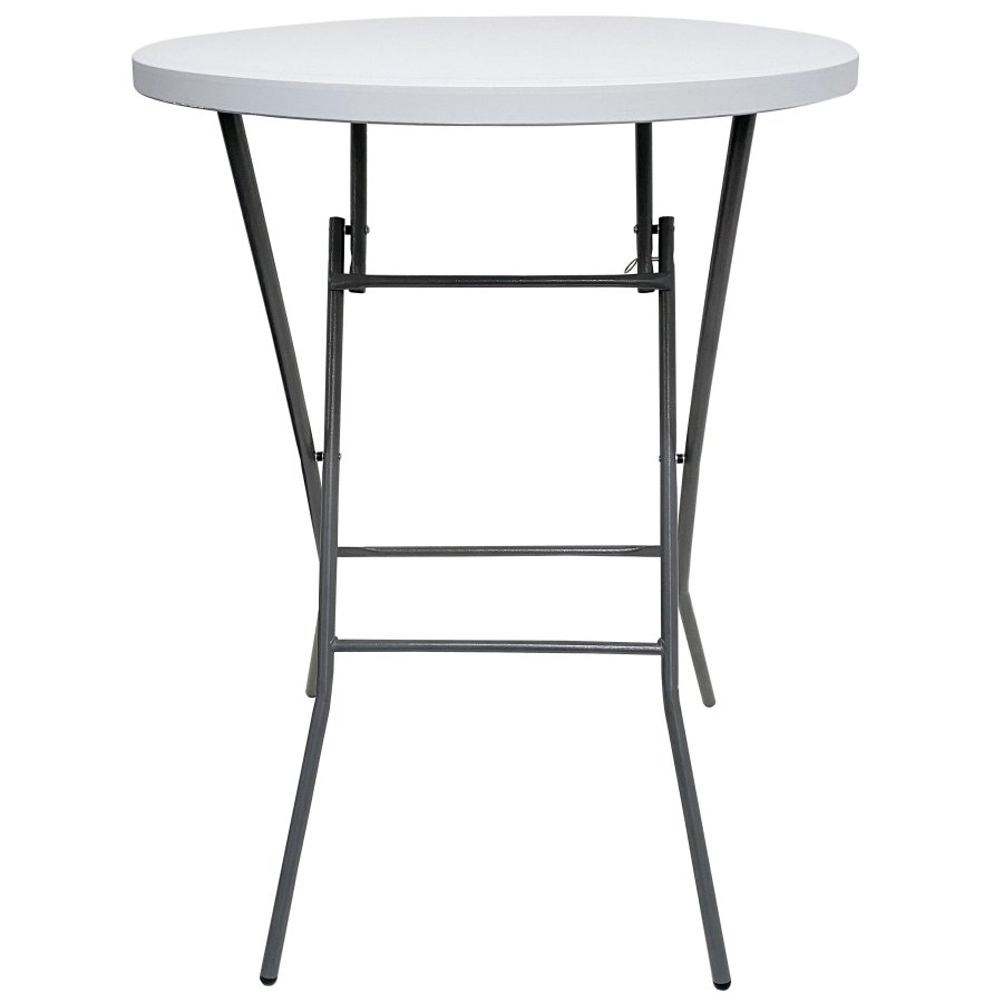 Klappbord Runt Ø 80cm: Vit Bordsskiva & Svart Stålstativ, Höjd 110cm #1