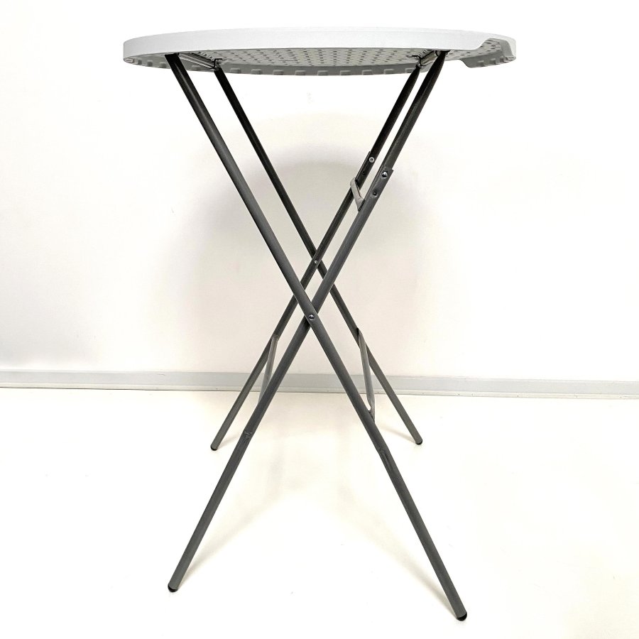 Klappbord Runt Ø 80cm: Vit Bordsskiva & Svart Stålstativ, Höjd 110cm #2