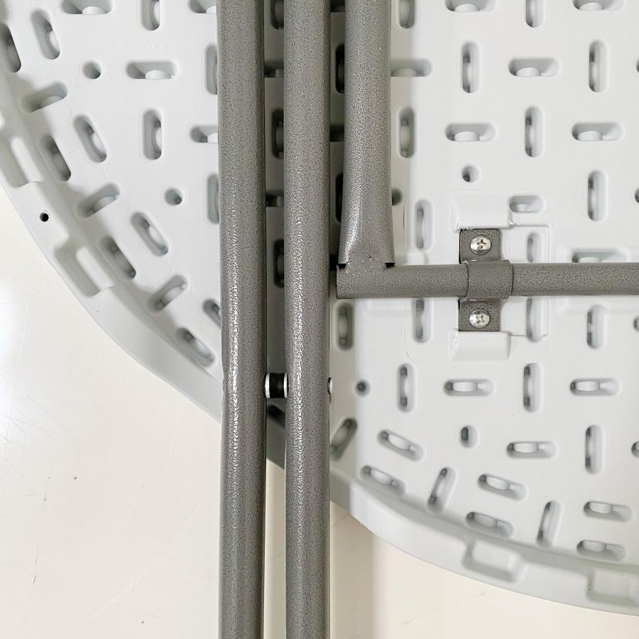 Klappbord Runt Ø 80cm: Vit Bordsskiva & Svart Stålstativ, Höjd 110cm #6