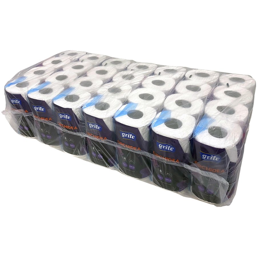Toiletpapir, Grite Orchidea White, 3-lags, 17,4m x 9,6cm, hvid 100% nyfiber, kolli = 7 pk  8 rl.