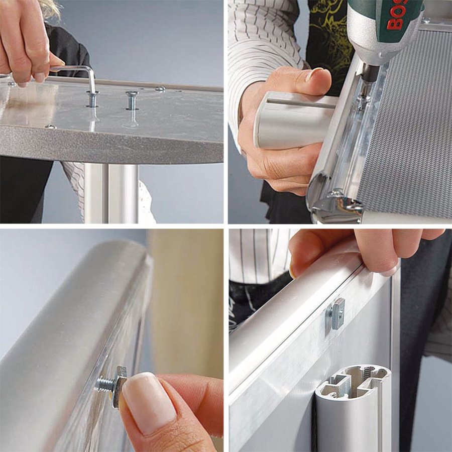 Handdesinfektionsst&auml;ll med hylla och A3 sn&auml;ppram