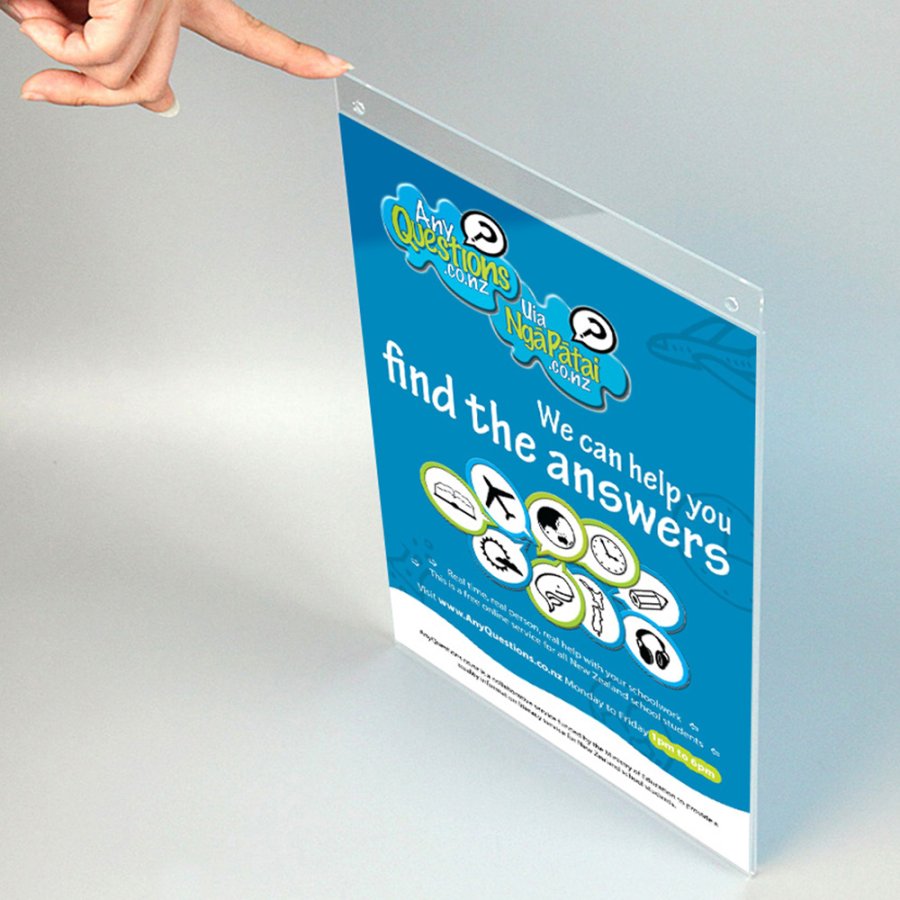 Affischh&auml;ngare i akryl med h&aring;l, vertikal, A5